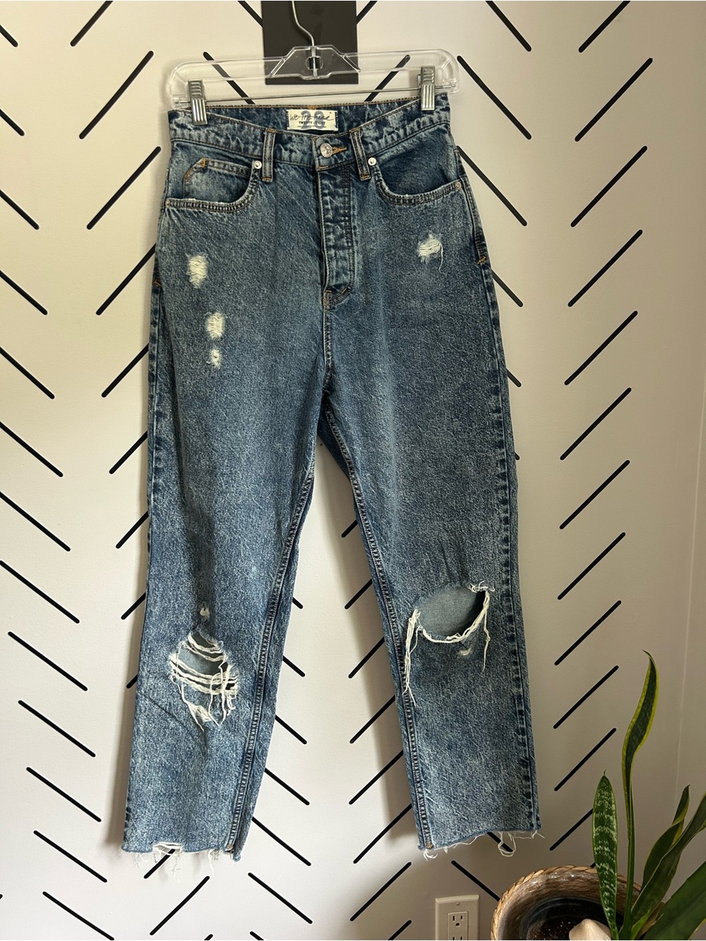Free people we the free curvy high waisted distressed jeans straight leg - Picture 3 of 7